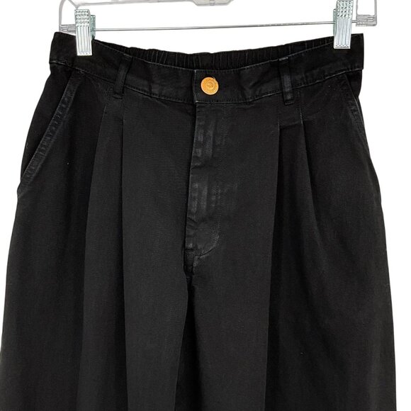 Big Bud Press Chino Pants Womens Small Black Pleated Tapered Twill Trousers - Picture 3 of 9